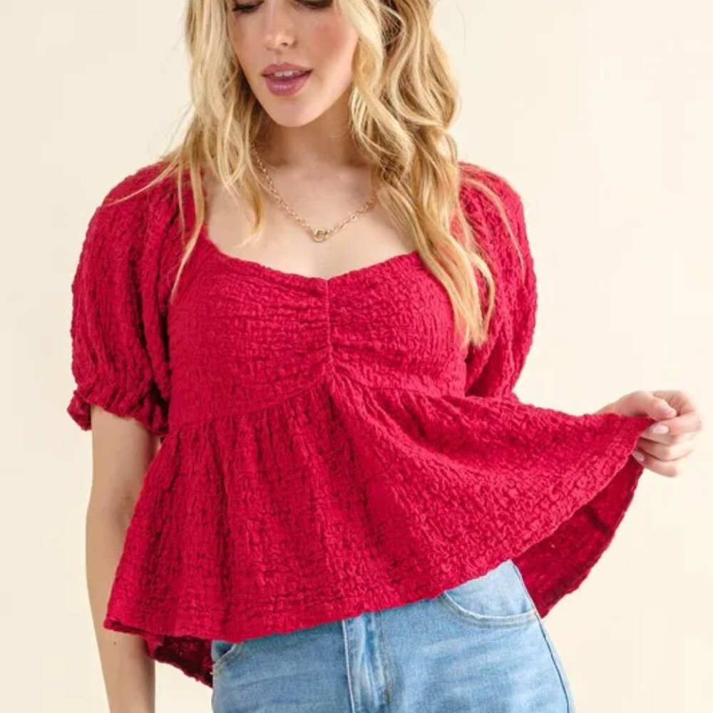 And The Why Lovely Textured and Smocked Top‎